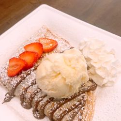 The Tasty Crepes - Nutella, strawberry, banana crepe and vanilla ice cream