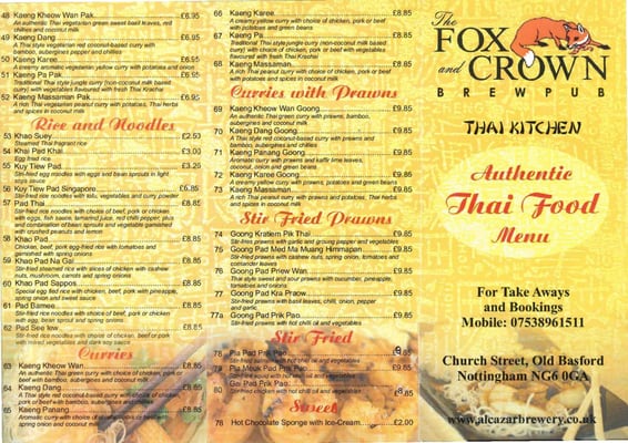 Menu photo 3 Fox & Crown Nottingham, NTT Menu photo 3 Fox & Crown Nottingham, NTT