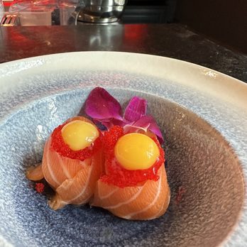 Ichigo Ichie - Sake Sunrise salmon, crab salad, quail egg and tobiko - Japanese Near Me - Nashville, Tennessee