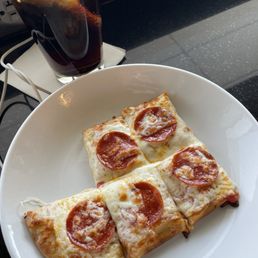 Half a flat bread pizza YUM Half a flat bread pizza YUM