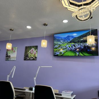 Orchidee Nail Spa - Beautiful scenic  travel on the tv with relaxing music playing. - Nail Salons Near Me - Pleasanton, California