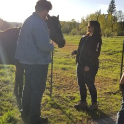 Golden Coach RV Park & Campground - Steven and Alex with horse that ran over while on a walk.
