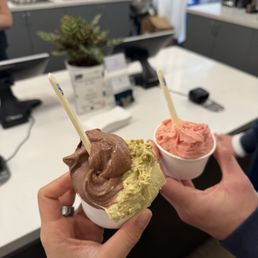 left: chocolate and pistachio right: strawberry guava