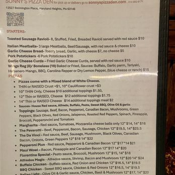 Sonny’s Pizza Den - Menu - Italian Near Me - St. Louis, Missouri
