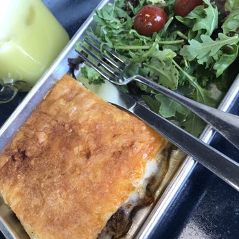 Blue Amphora - Beef borek and side salad with Ginger Snap juice - Desserts Near Me - Orlando, Florida