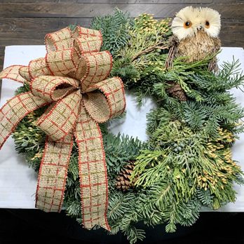 George's Market and Nursery - My 2019 Holiday car wreath: 13" evergreen wreath w/berries and pine cones, Mr. Owl aka Hootie, and the ribbon I picked out! - Nurseries & Gardening Near Me - Latham, New York George's Market and Nursery - My 2019 Holiday car wreath: 13" evergreen wreath w/berries and pine cones, Mr. Owl aka Hootie, and the ribbon I picked out! - Nurseries & Gardening Near Me - Latham, New York