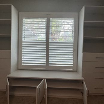 Closet Factory - Almost completed project, showing the adjustable cabinets underneath the window seat. - Interior Design Near Me - tampa, Florida Closet Factory - Almost completed project, showing the adjustable cabinets underneath the window seat. - Interior Design Near Me - tampa, Florida