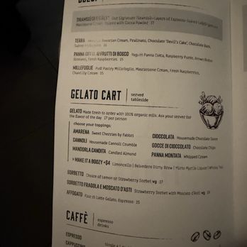 Terra - Dessert menu - Italian Near Me - Santa Clara, California