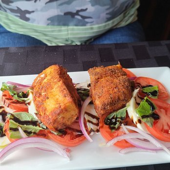 Vino Villa - Caprese Salad with Blackened Mahi-Mahi. - Wine Bars Near Me - Greenwood, Indiana Vino Villa - Caprese Salad with Blackened Mahi-Mahi. - Wine Bars Near Me - Greenwood, Indiana