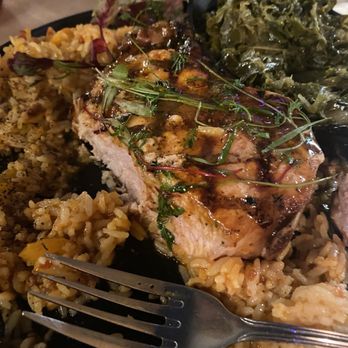 Rustic Roots - Hot honey pork chop - New American Near Me - Bunn, North Carolina Rustic Roots - Hot honey pork chop - New American Near Me - Bunn, North Carolina