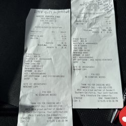 Arco - The receipts that I had to keep to explain this problem . Not friendly