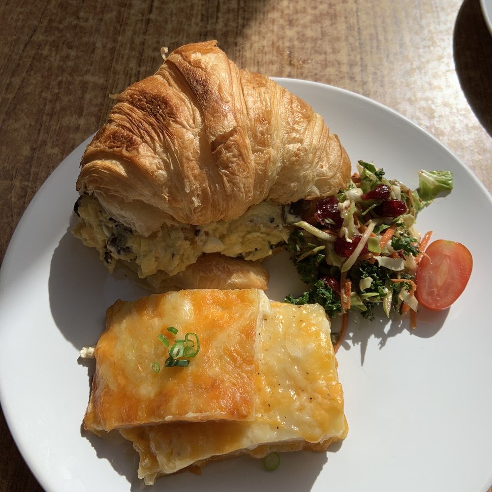 Le Coffee Shop - Breakfast sandwich with mushrooms and feta cheese, and potatoes au gratin - Breakfast & Brunch Near Me - Temecula, California Le Coffee Shop - Breakfast sandwich with mushrooms and feta cheese, and potatoes au gratin - Breakfast & Brunch Near Me - Temecula, California