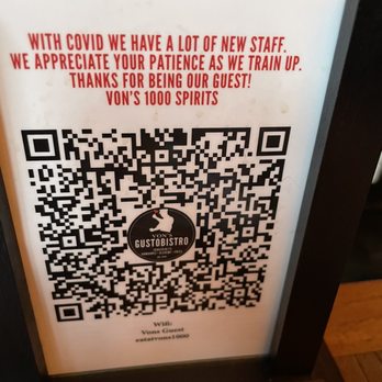Von's 1000Spirits - Menu with a cute reminder to be kind to the staff that showed up and are new! - New American Near Me - Seattle, Washington
