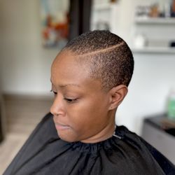 Ladies low cut with a hard part
