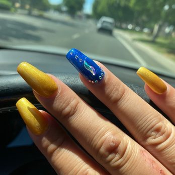 Zela Nails - Gel manicure with gem stones. - Nail Salons Near Me - Elk Grove, California Zela Nails - Gel manicure with gem stones. - Nail Salons Near Me - Elk Grove, California