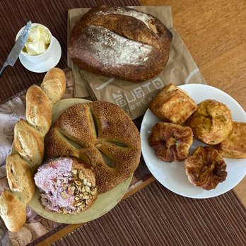 Gusto Bread - California Loaf, Sesame flatbread, pull-apart baguette, biscuit, concha w/almond topping, Nixtamal Queen sweet roll, jalapeño roll - Bakeries Near Me - Long Beach, California Gusto Bread - California Loaf, Sesame flatbread, pull-apart baguette, biscuit, concha w/almond topping, Nixtamal Queen sweet roll, jalapeño roll - Bakeries Near Me - Long Beach, California