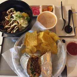 Eel BBQ rice bowl (top, $14.99) and BBQ wrap with bulgogi meal (bottom, $11.99)
