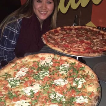 Home Slice Pizza - Red sauce with pepperoni a, sausage, and mushrooms, and a margarita pizza. Yum! - Pizza Near Me - Austin, Texas Home Slice Pizza - Red sauce with pepperoni a, sausage, and mushrooms, and a margarita pizza. Yum! - Pizza Near Me - Austin, Texas
