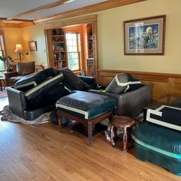 Repair and re-dye job abandoned by Doc Murcelli of St. Louis Leather Repair.