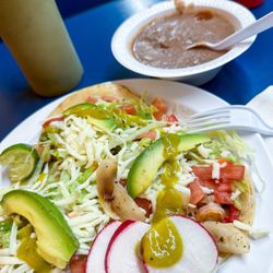 La Sierra - Shrimp Tacos with side of beans