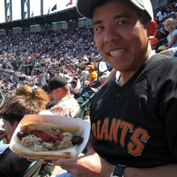 Me at a SF Giants game with the Sheboygan Bratwurst yummy!!! Me at a SF Giants game with the Sheboygan Bratwurst yummy!!!