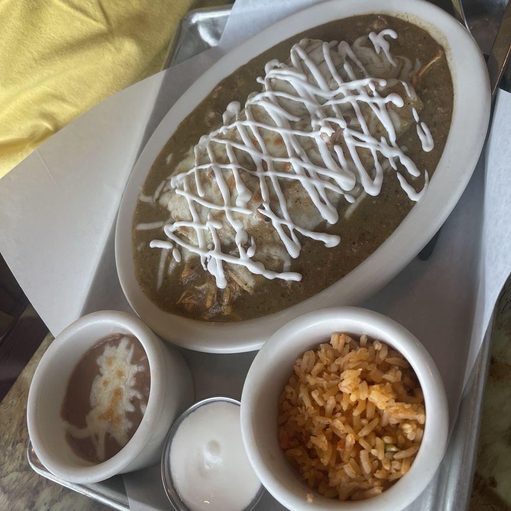 Del Barrio Cafe - Chicken enchiladas with chile verde sauce. - Mexican Near Me - Midvale, Utah Del Barrio Cafe - Chicken enchiladas with chile verde sauce. - Mexican Near Me - Midvale, Utah