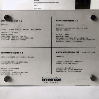 Immersion Coffee - 5/26/25 - Coffee & Tea Near Me - San Diego, California Immersion Coffee - 5/26/25 - Coffee & Tea Near Me - San Diego, California
