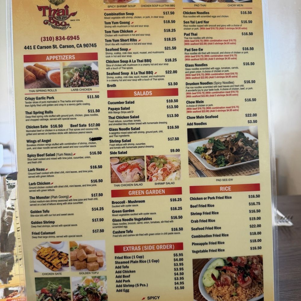 Thai Original BBQ Carson - Menu 1: 8/2026. - Thai Near Me - Carson, California Thai Original BBQ Carson - Menu 1: 8/2026. - Thai Near Me - Carson, California