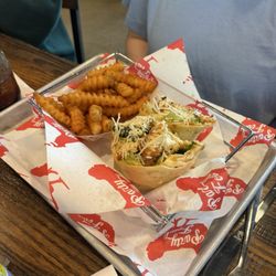 Party Fowl - Mild(cayenne only) Grilled chicken wrap.
