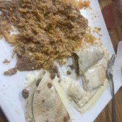 Cielito Lindo Mexican Grill & Cantina - Rice & Beans w/ Beef & Cheese enchiladas & taco