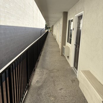 Budget Inn - Hallway to the rooms - Hotels Near Me - Anaheim, California