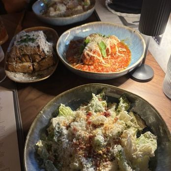 V Modern Italian - caesar salad, meatballs and bread - Italian Near Me - Charleston, South Carolina