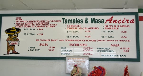Menu photo 7 Tamales Ancira Chula Vista, CA