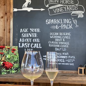 Iron Horse Vineyards - Chardonnay and sparkling first round of the still and bubbly flight - Wineries Near Me - Sebastopol, California Iron Horse Vineyards - Chardonnay and sparkling first round of the still and bubbly flight - Wineries Near Me - Sebastopol, California