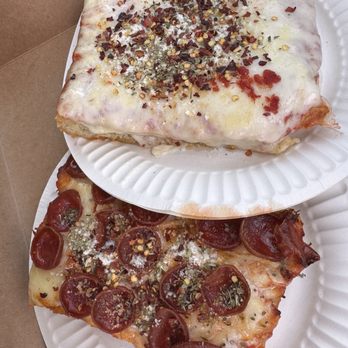 Little Coyote - Cheese Grandma Square and Pepperoni Grandma Square - Pizza Near Me - Long Beach, California