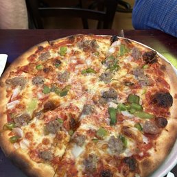 Bar pie with sausage peppers and onions Bar pie with sausage peppers and onions