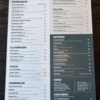 Field House - Food Menu - Bars Near Me - Deerfield, Illinois