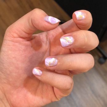 Nail Star VK - Lavender marble with gold leaf! - Nail Salons Near Me - Monterey Park, California