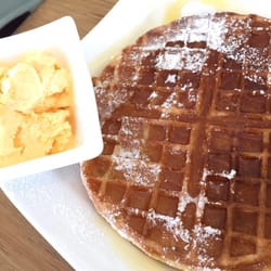 Cafe Rhubarb - Syrup and Ice Cream Belgium Waffle
