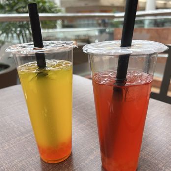 Boba Bloom - Strawberry Lemonade and Mango Lemonade with opposite popping boba. - Bubble Tea Near Me - Omaha, Nebraska Boba Bloom - Strawberry Lemonade and Mango Lemonade with opposite popping boba. - Bubble Tea Near Me - Omaha, Nebraska