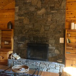 Fireplace in the main lodge.