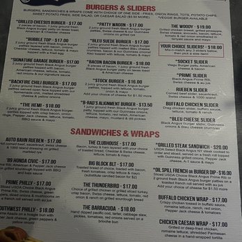 The Garage Bar & Grill - Current Menu (front) - Bars Near Me - Bremerton, Washington The Garage Bar & Grill - Current Menu (front) - Bars Near Me - Bremerton, Washington