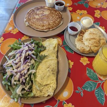 The Root Cafe - Omelette, pancake and biscuit. - Cafes Near Me - Little Rock, Arkansas