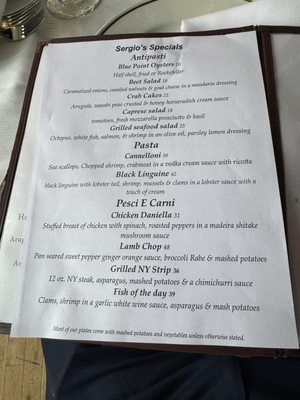 Menu photo 8 Sergio's Missione Lodi, NJ