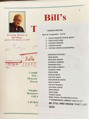 Menu photo 4 Bill's Truck Stop Restaurant Linwood, NC Menu photo 4 Bill's Truck Stop Restaurant Linwood, NC