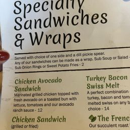 Their menu. Served with choice of one side and a deal pickle. Which we did not even get we didn't even get the dill pickle.