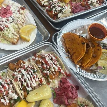 Miches De La Baja - Taco Box with 6 OG Battered Shrimp, Birra tacos Pa-Potato Tacos Fish tacos - Mexican Near Me - Riverside, California Miches De La Baja - Taco Box with 6 OG Battered Shrimp, Birra tacos Pa-Potato Tacos Fish tacos - Mexican Near Me - Riverside, California