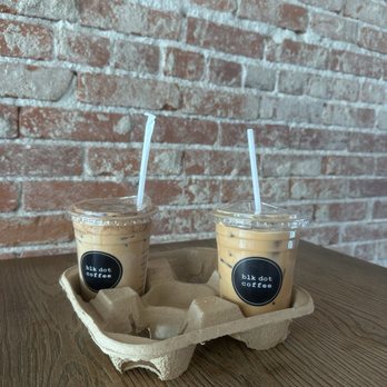 Blk Dot Coffee - Iced Iced Vanilla Chai Latte and Iced LVTM with oat milk & vanilla sweetener - Sandwiches Near Me - Orange, California Blk Dot Coffee - Iced Iced Vanilla Chai Latte and Iced LVTM with oat milk & vanilla sweetener - Sandwiches Near Me - Orange, California