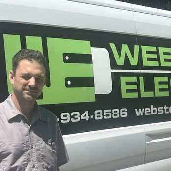 Webster Electric - Master Electrician Brad is in front of the service van - Electricians Near Me Webster Electric - Master Electrician Brad is in front of the service van - Electricians Near Me