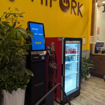 Bbq Chipork - Inside: ordering kiosk and beverage fridge - Chicken Shop Near Me - Queens, New York